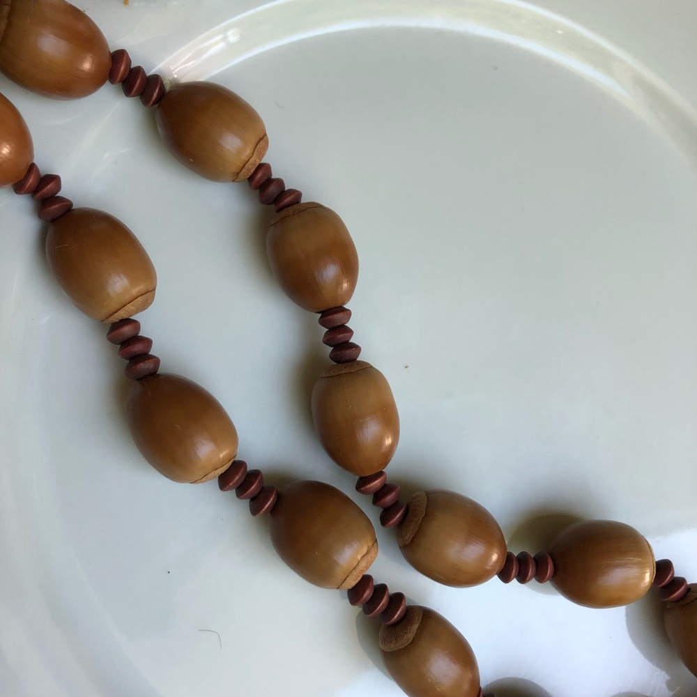 🌺Large beaded necklace, wood and natural beads